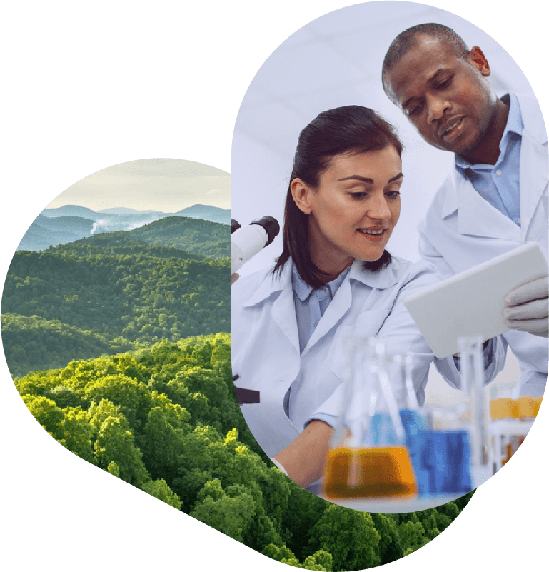 Clinical trial researchers in lab coats